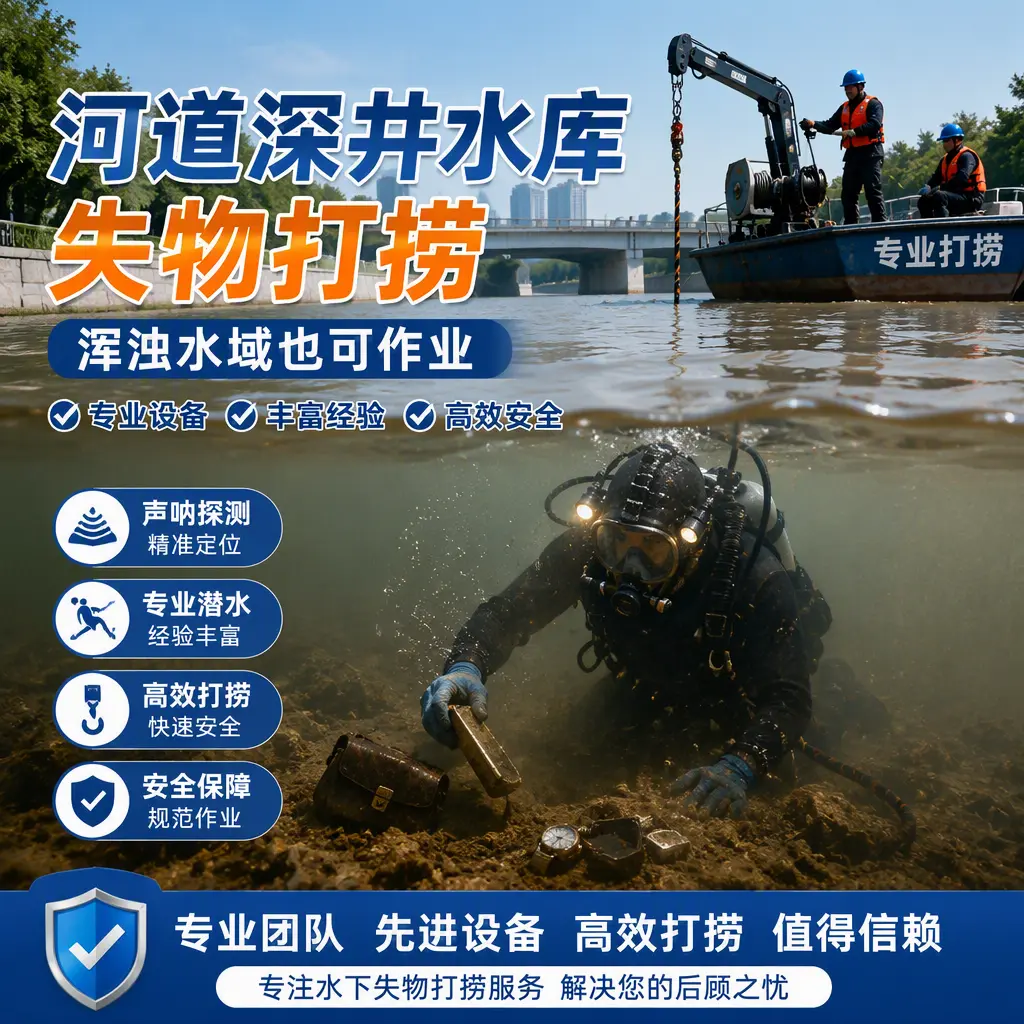 河道深井水库失物打捞，浑浊水域也可作业施秉